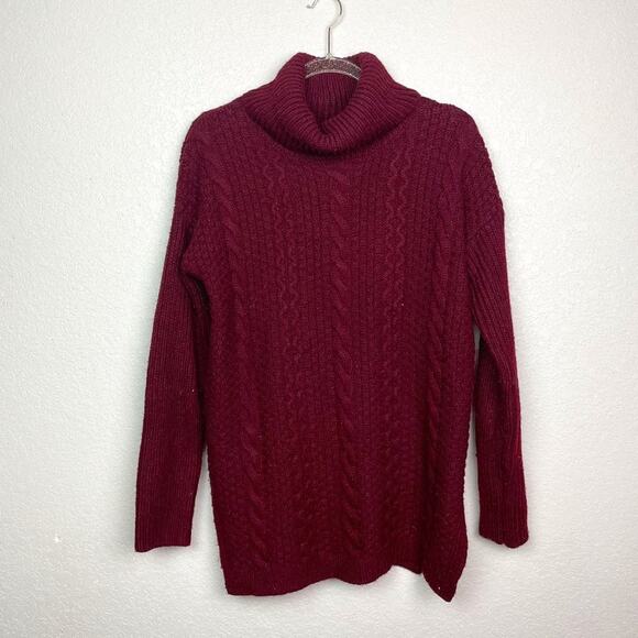 FOREVER 21 Burgundy Tunic Length Turtleneck Sweater Size M - Picture 1 of 8